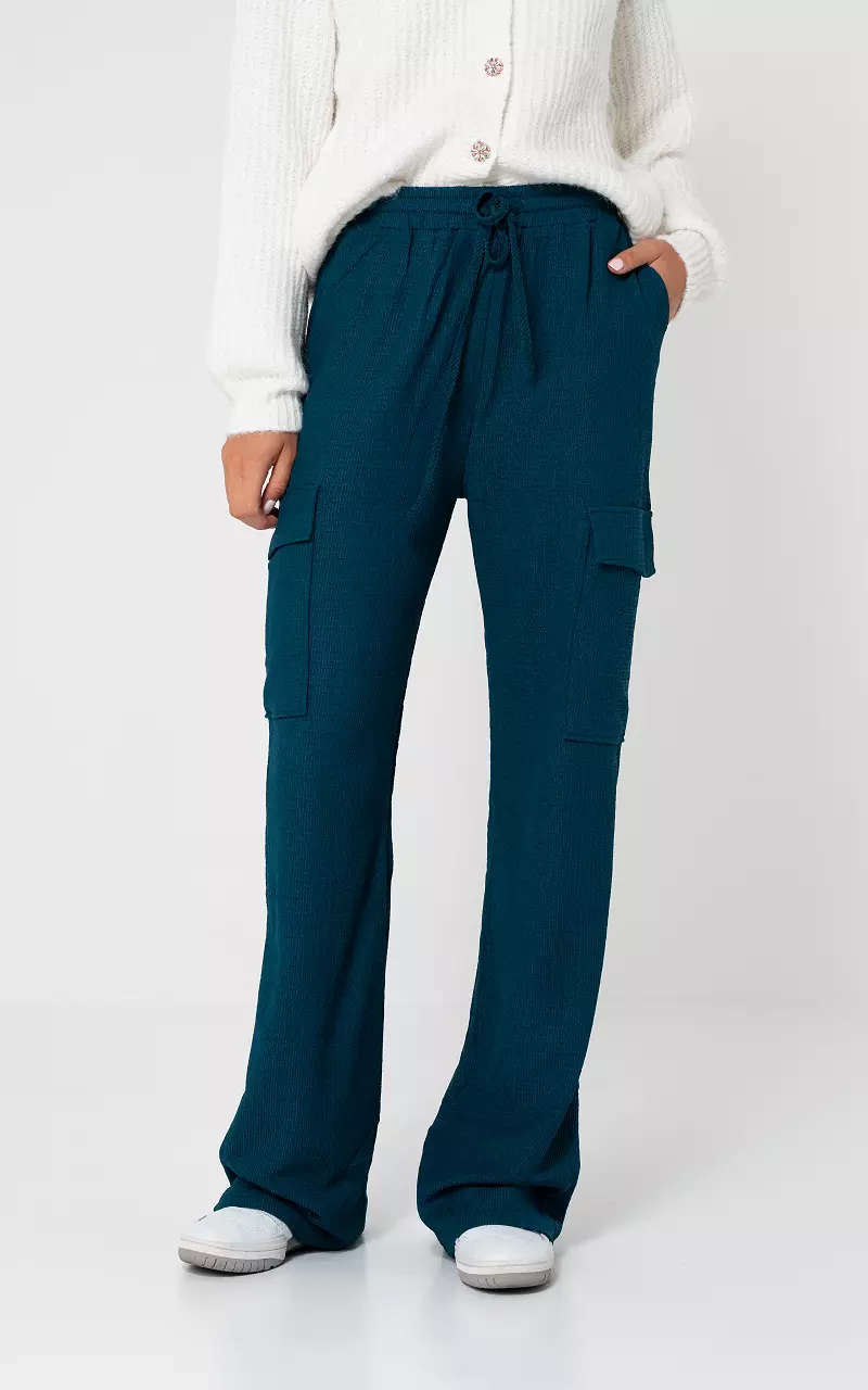 Cargo wide leg trousers Petrol