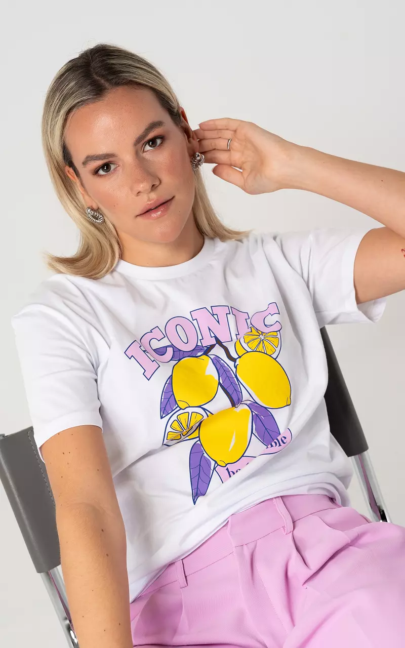 Round neck t-shirt with print White