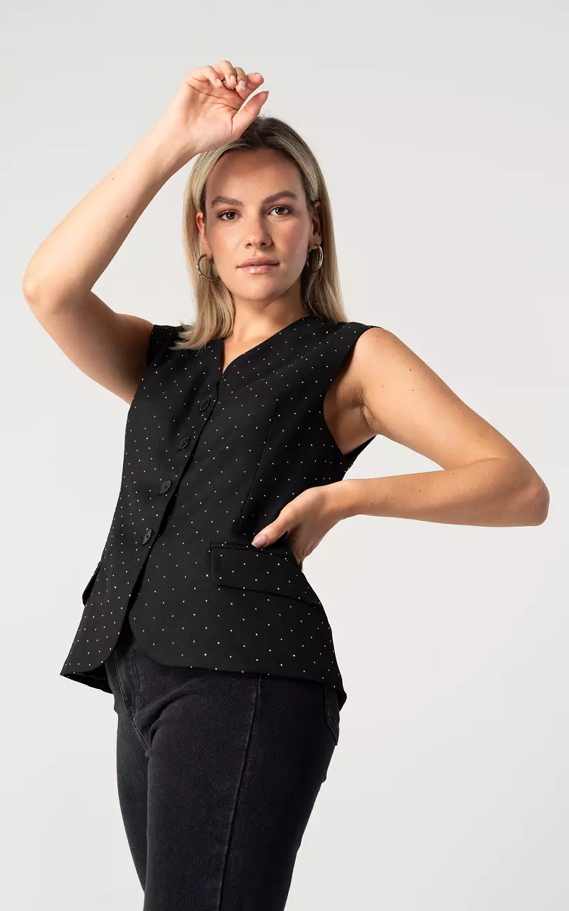 Gilet met strass steentjes Zwart