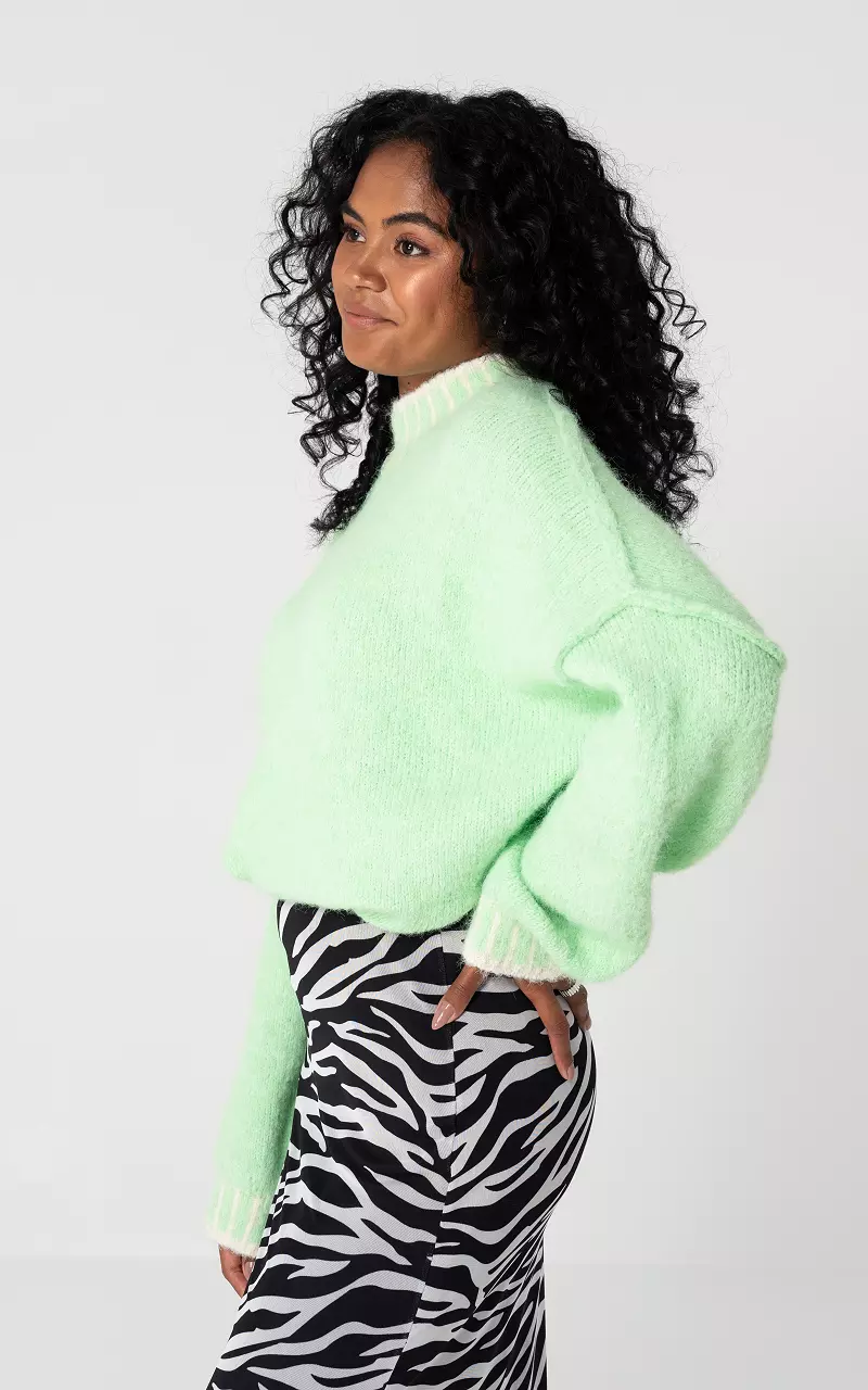 Oversized sweater with round neck Light Green