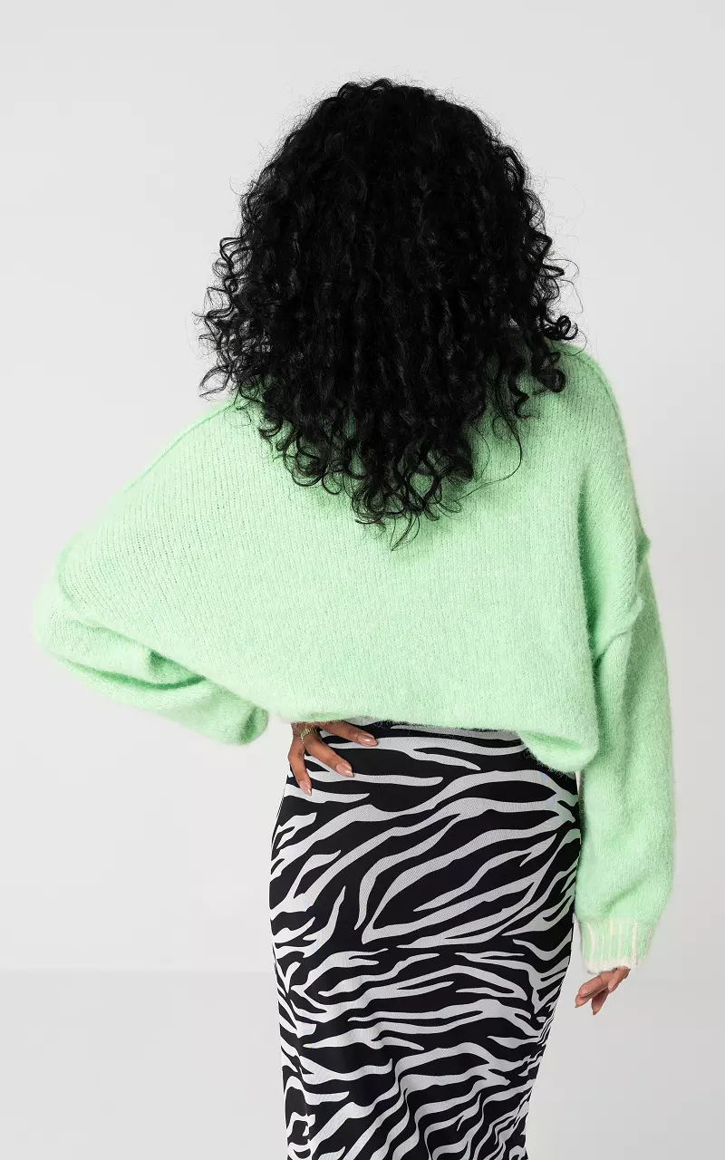 Oversized sweater with round neck Light Green