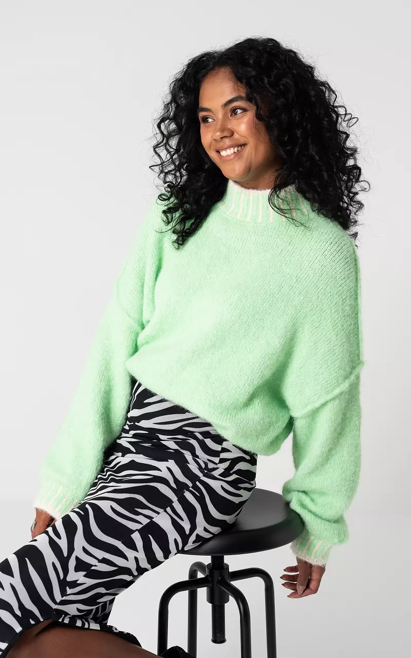 Oversized sweater with round neck Light Green