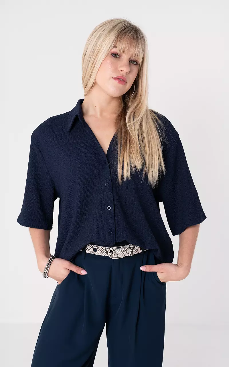 Locker fallende Bluse Dunkelblau