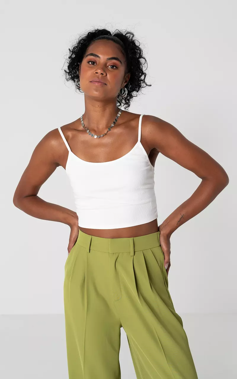 Cropped top met verstelbare spaghettibandjes Wit