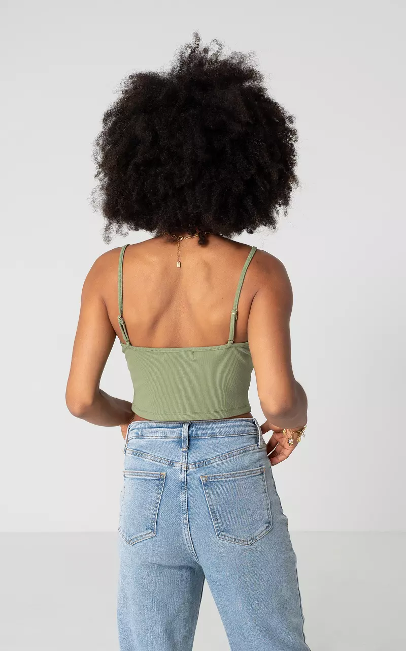 Cropped top with adjustable straps Green
