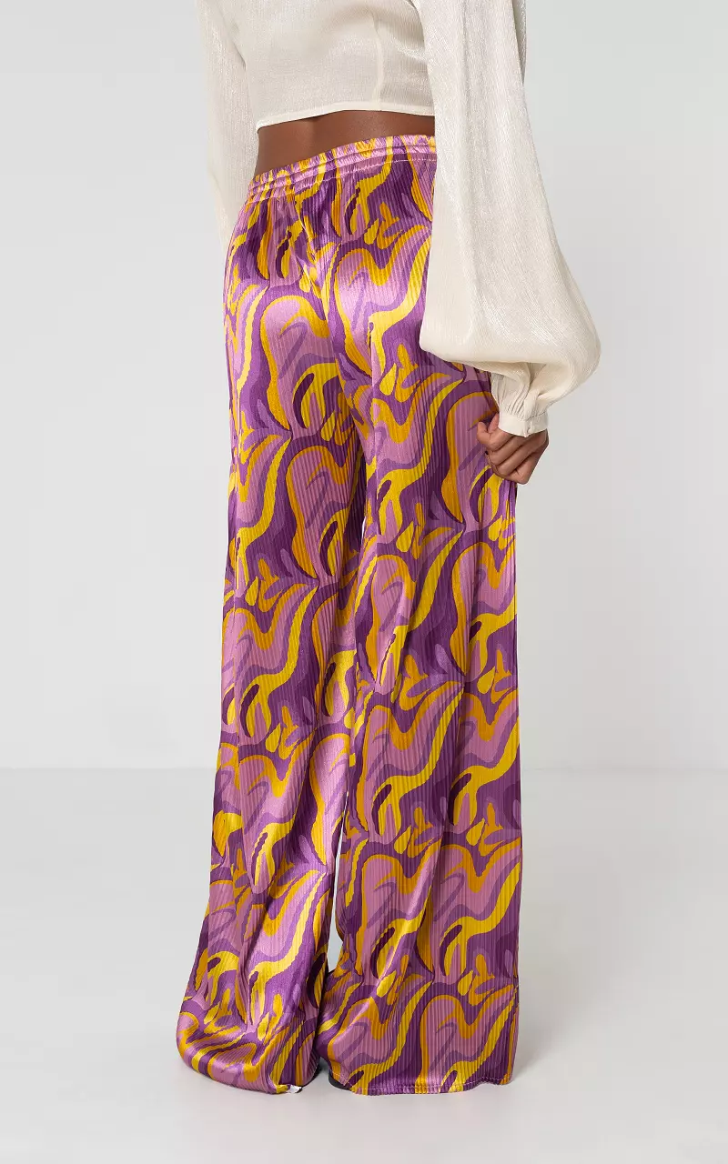 Pleated trousers with elasticated band Purple Yellow