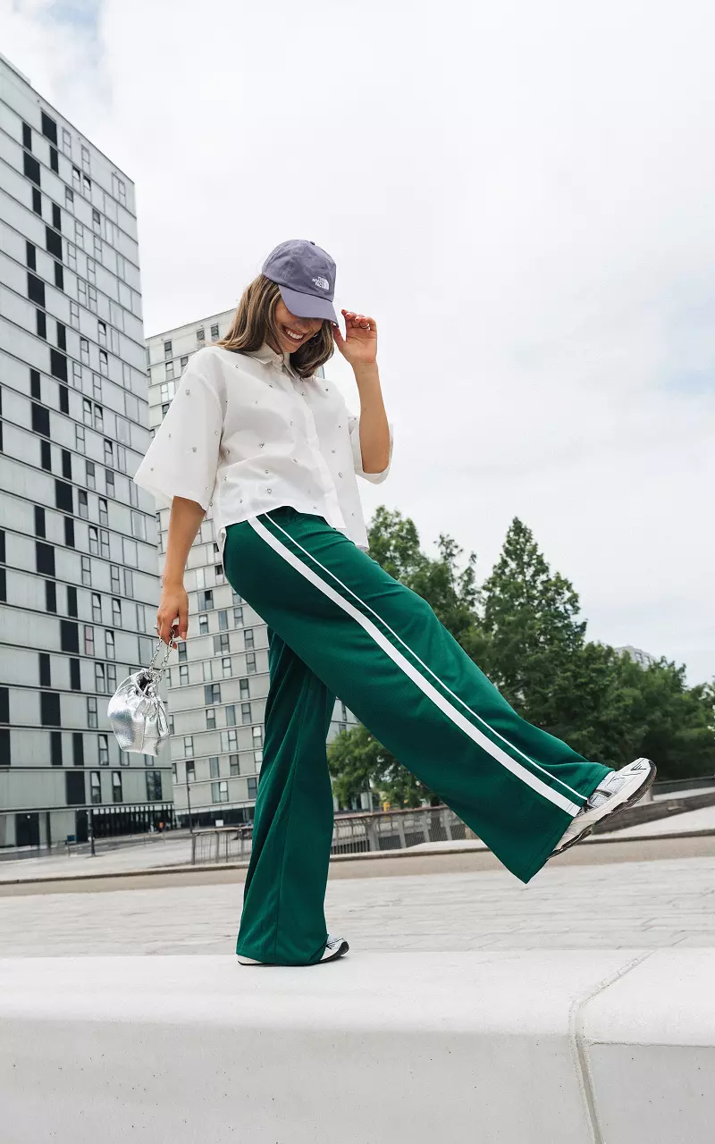 Trousers with elastic band Green White