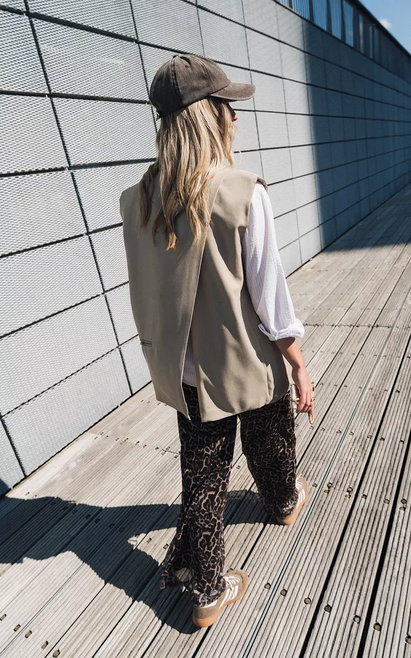 Oversized gilet met een split aan de achterkant Taupe