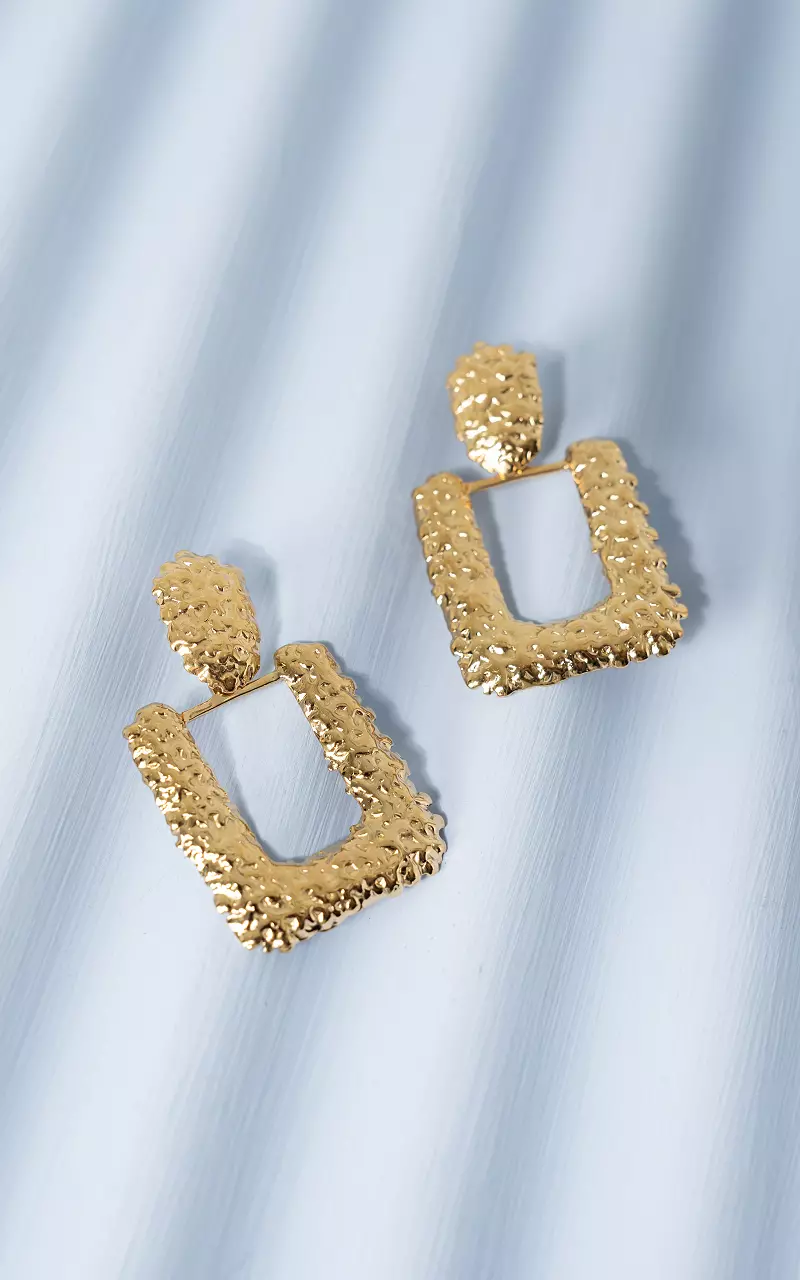 Earrings with pendant made of stainless steel Gold