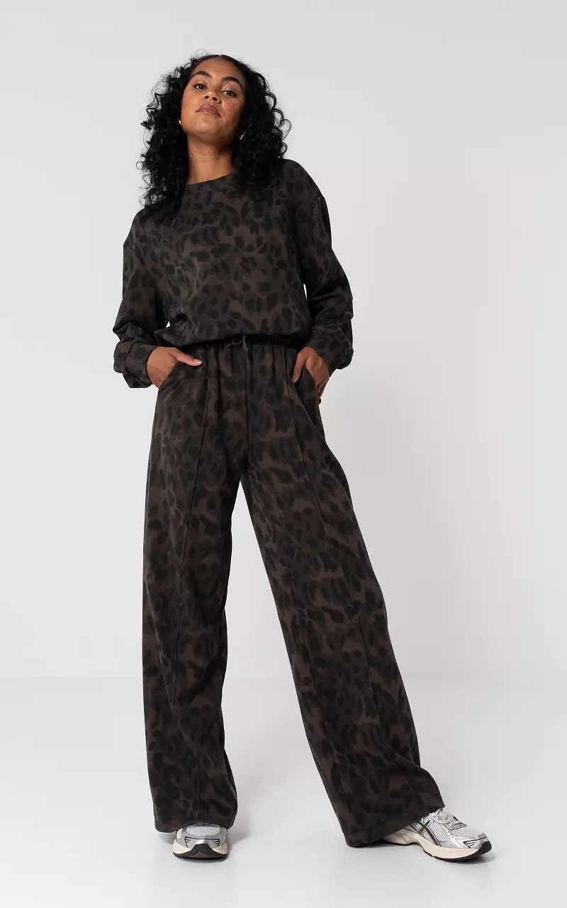 Leopard jogging trousers with elasticated waistband Leopard