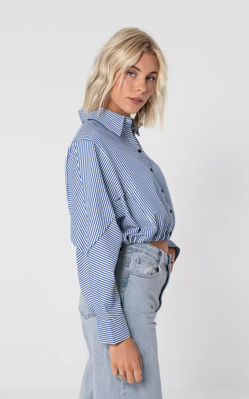 Short model blouse with adjustable elastic Blue White