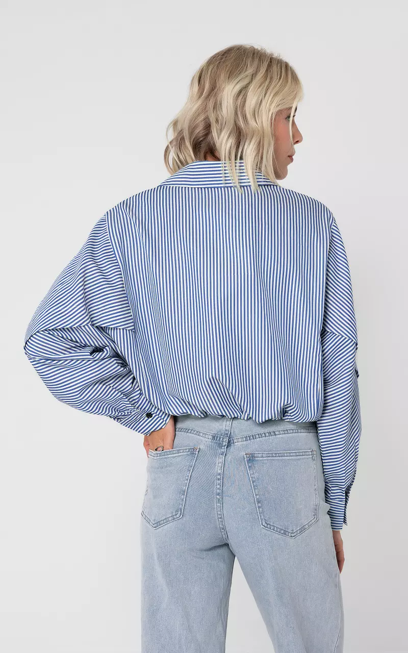 Short model blouse with adjustable elastic Blue White