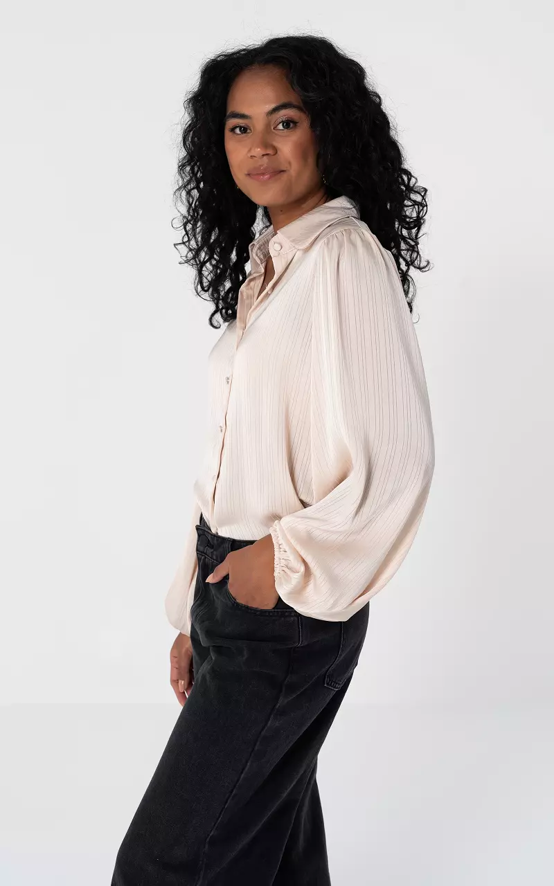 Satin look blouse with buttons Beige