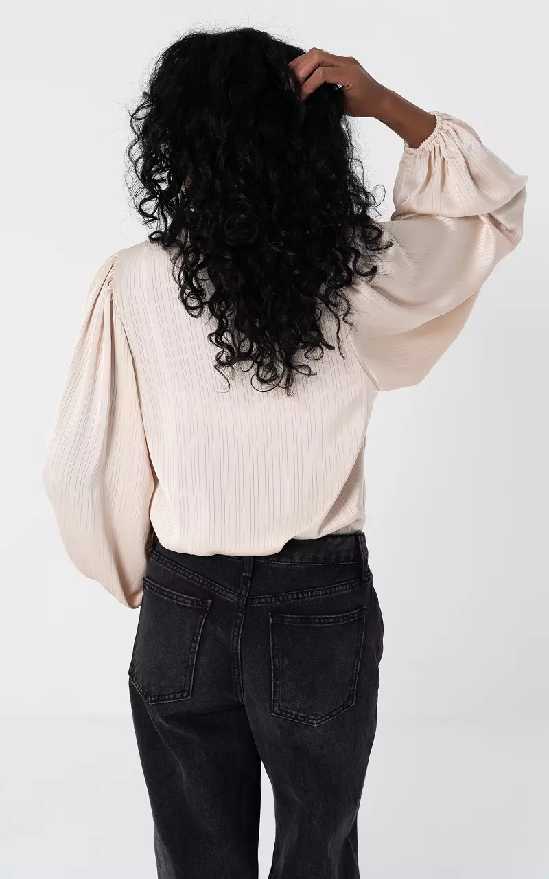 Satin look blouse with buttons Beige