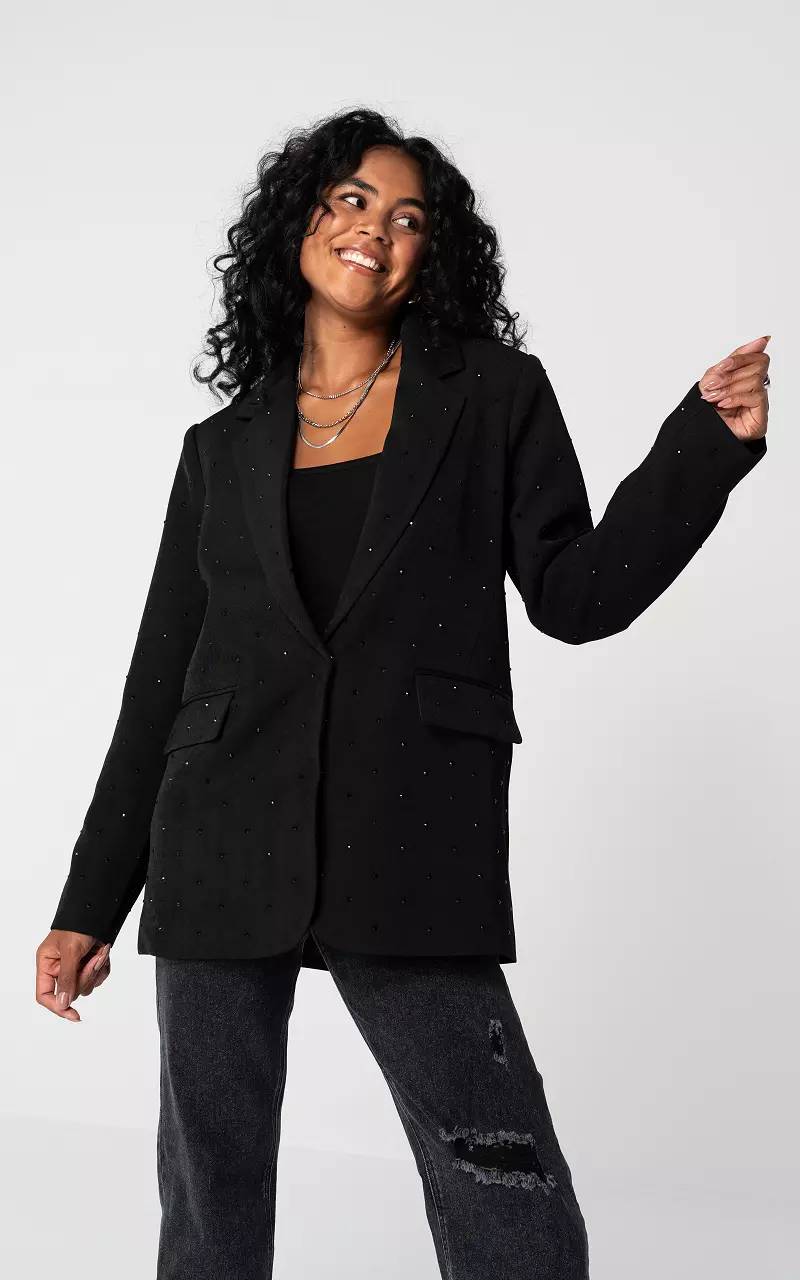 Oversized blazer with rhinestones Black