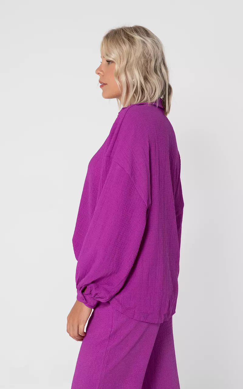 Oversized blouse with buttons Fuchsia