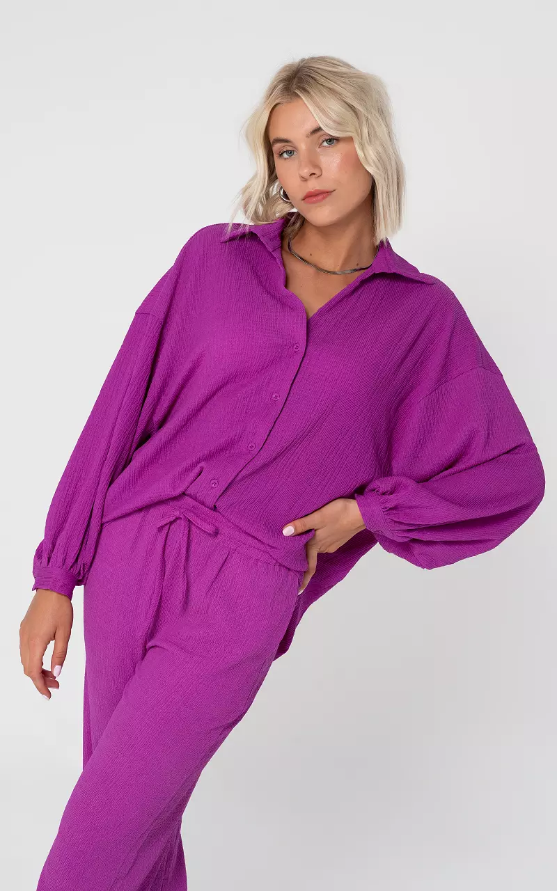 Oversized Bluse mit Knöpfen Fuchsia