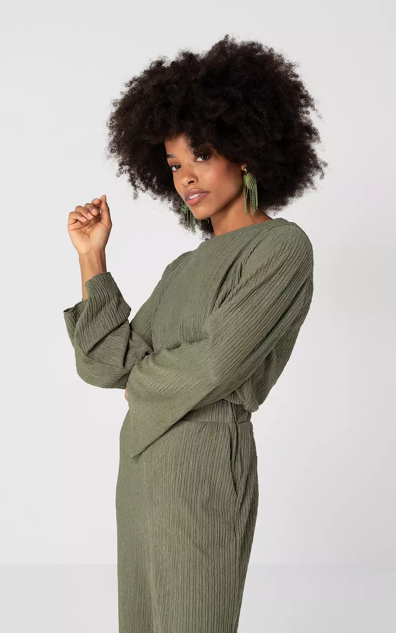 Long sleeve round neck top Kaki