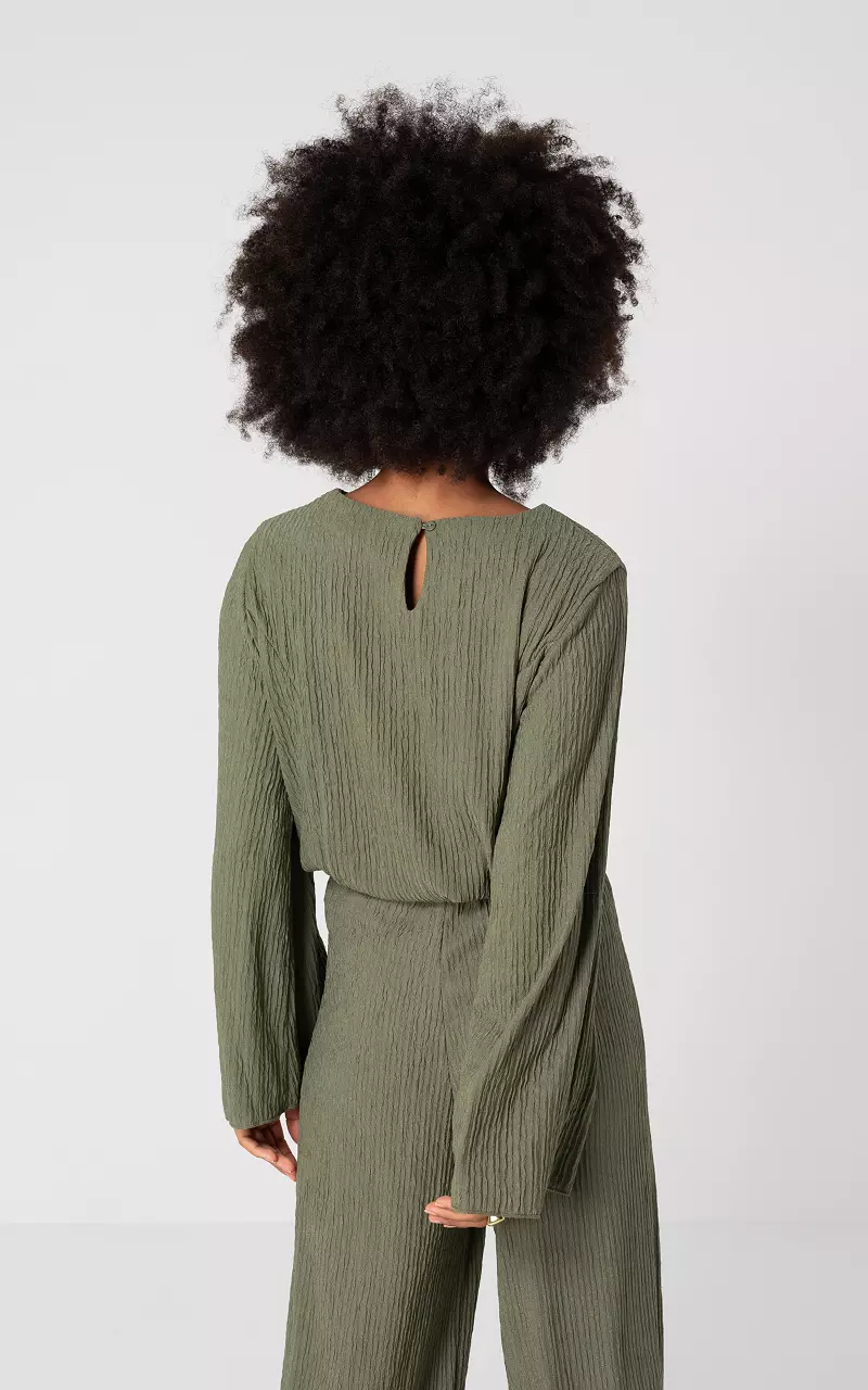 Long sleeve round neck top Kaki