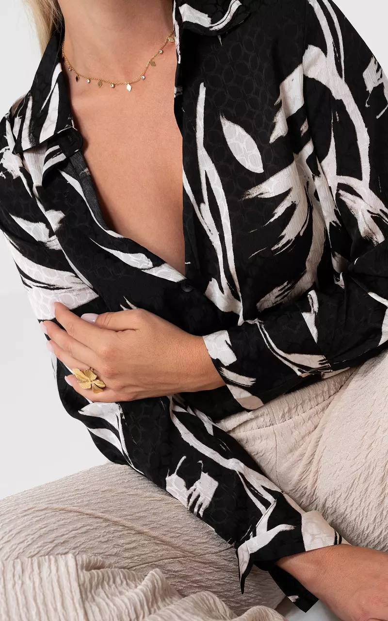 Blouse with print and buttons Black Cream