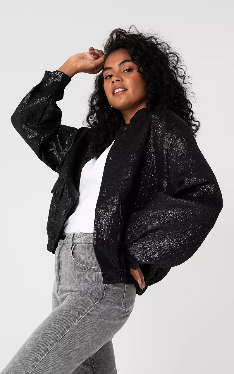 Bomber jacket with two pockets Black