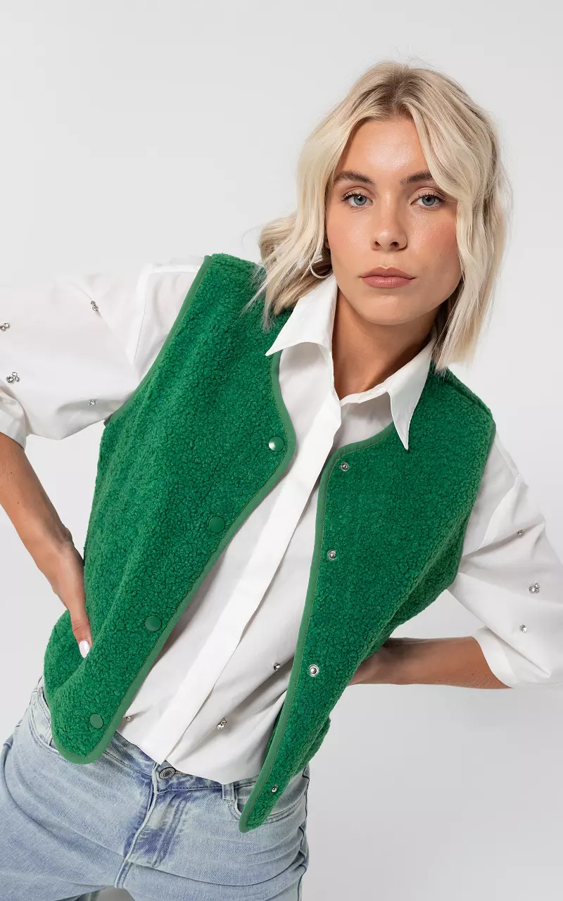 Teddy gilet with side pockets Green