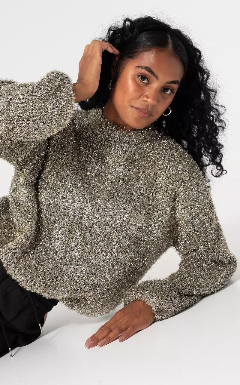 Glitter sweater with high neck Champagne Guts Gusto