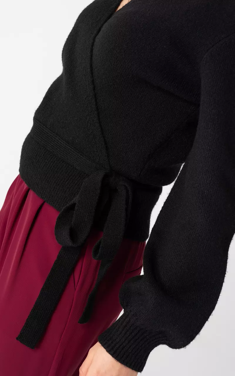 Cardigan with wrapped v-neck and bow-detail Black