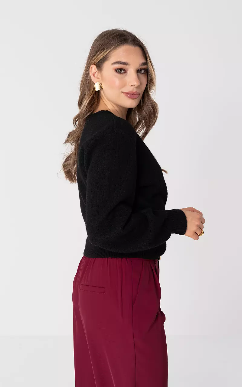 Cardigan with wrapped v-neck and bow-detail Black