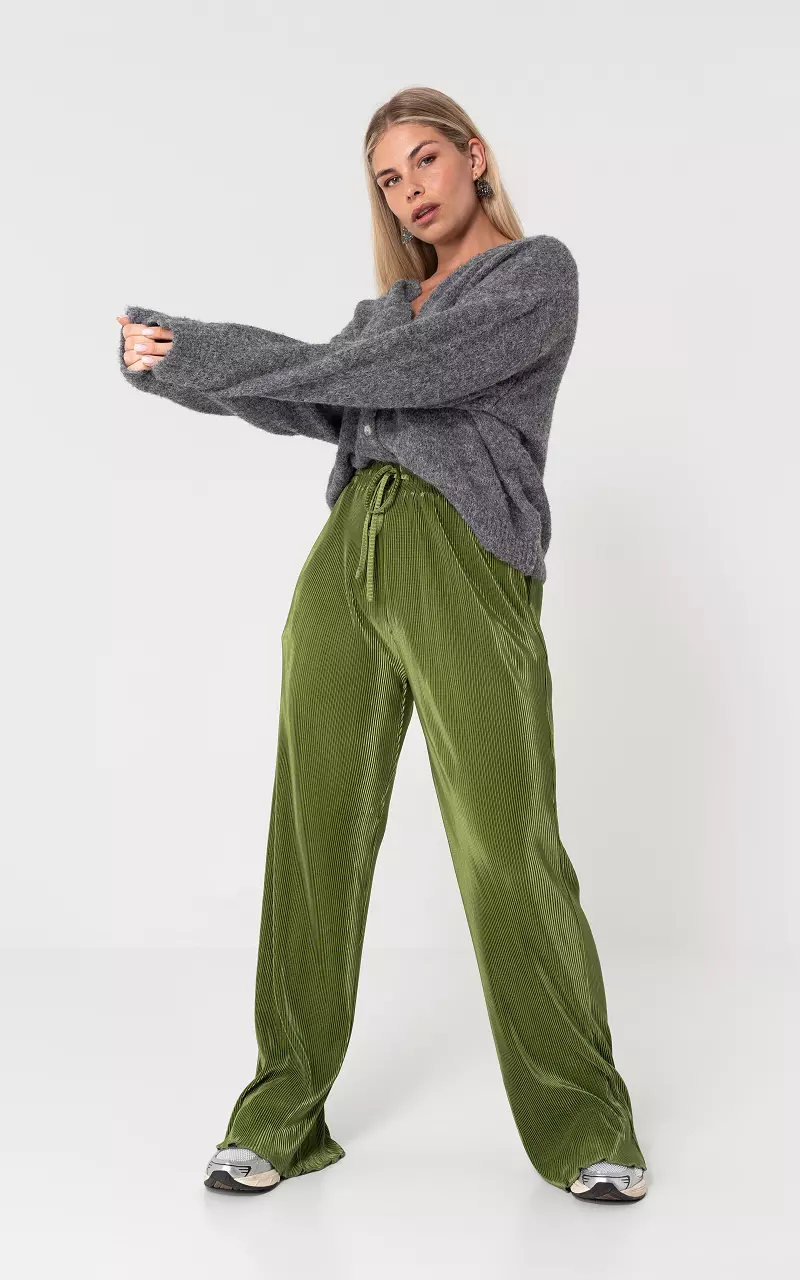 Pleated trousers with bow detail Lime Green