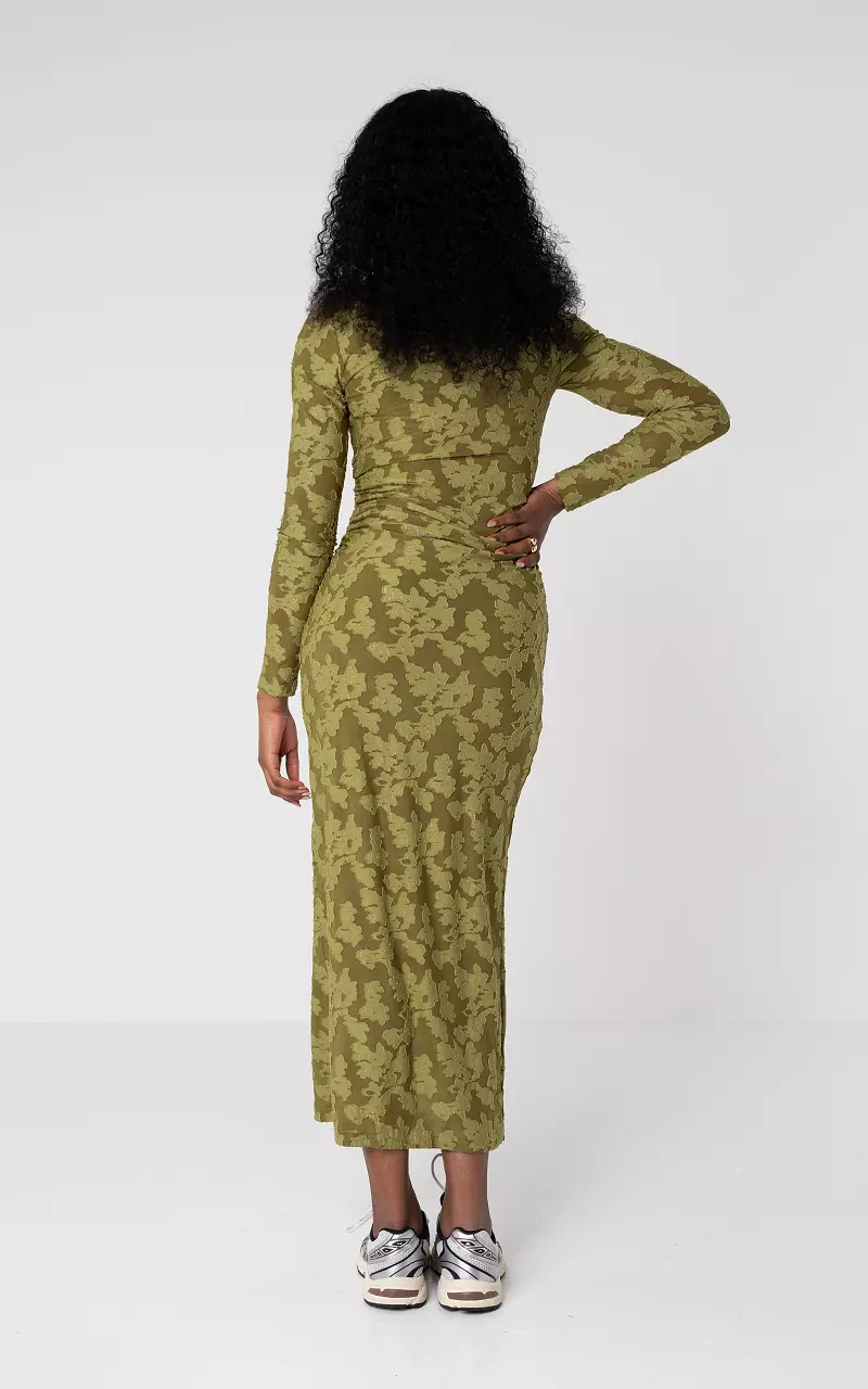 Maxikleid mit Blumen-Muster Kaki