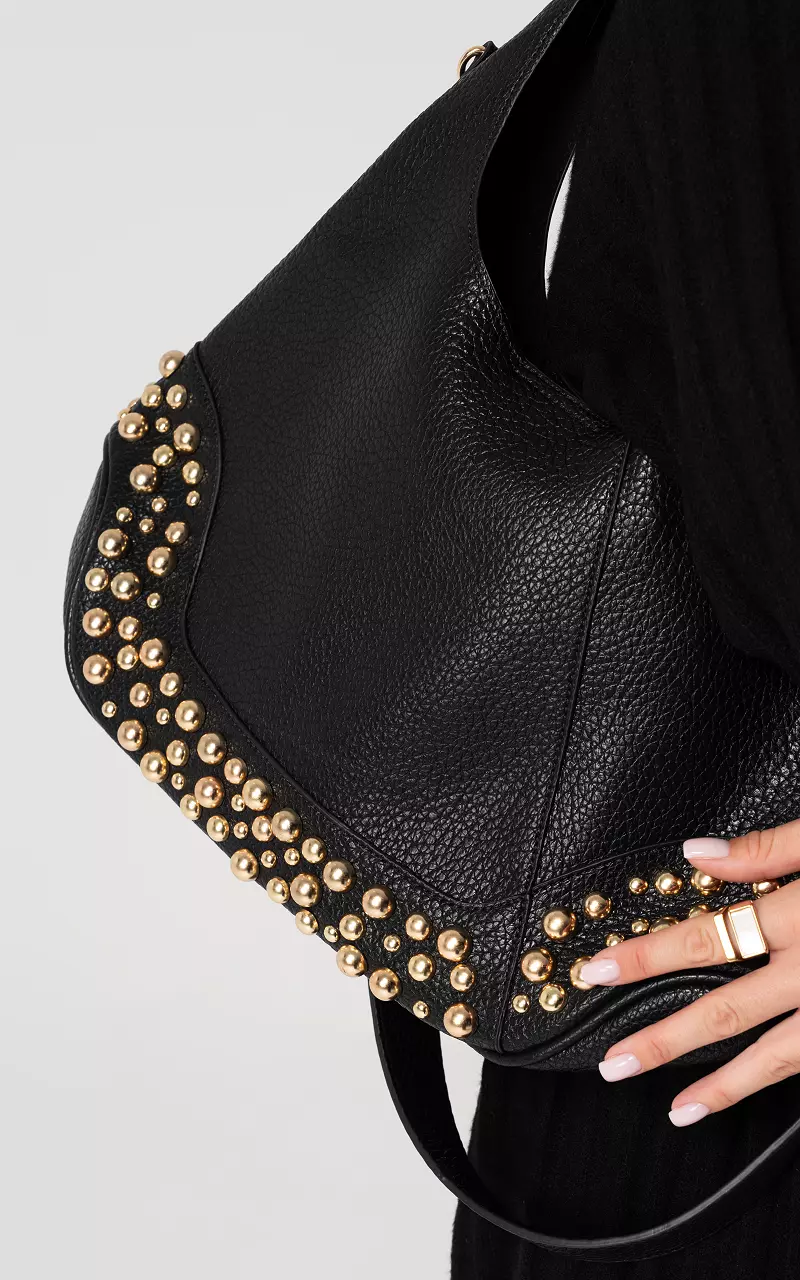 Tas met studs Zwart Goud