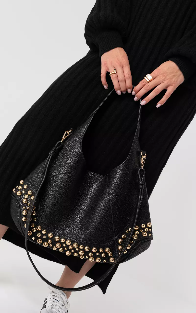 Bag with gold-coloured studs Black