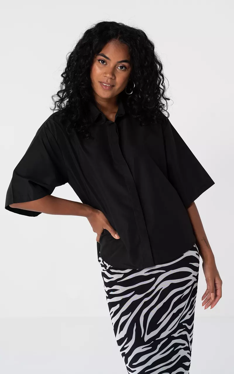 Blouse met korte mouwen Zwart