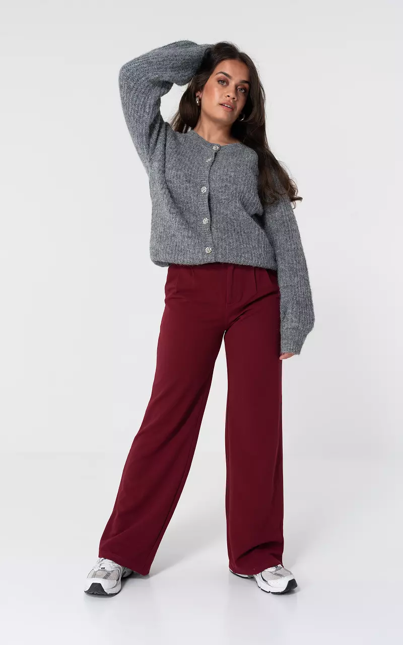 Basic wide leg broek Donkerrood