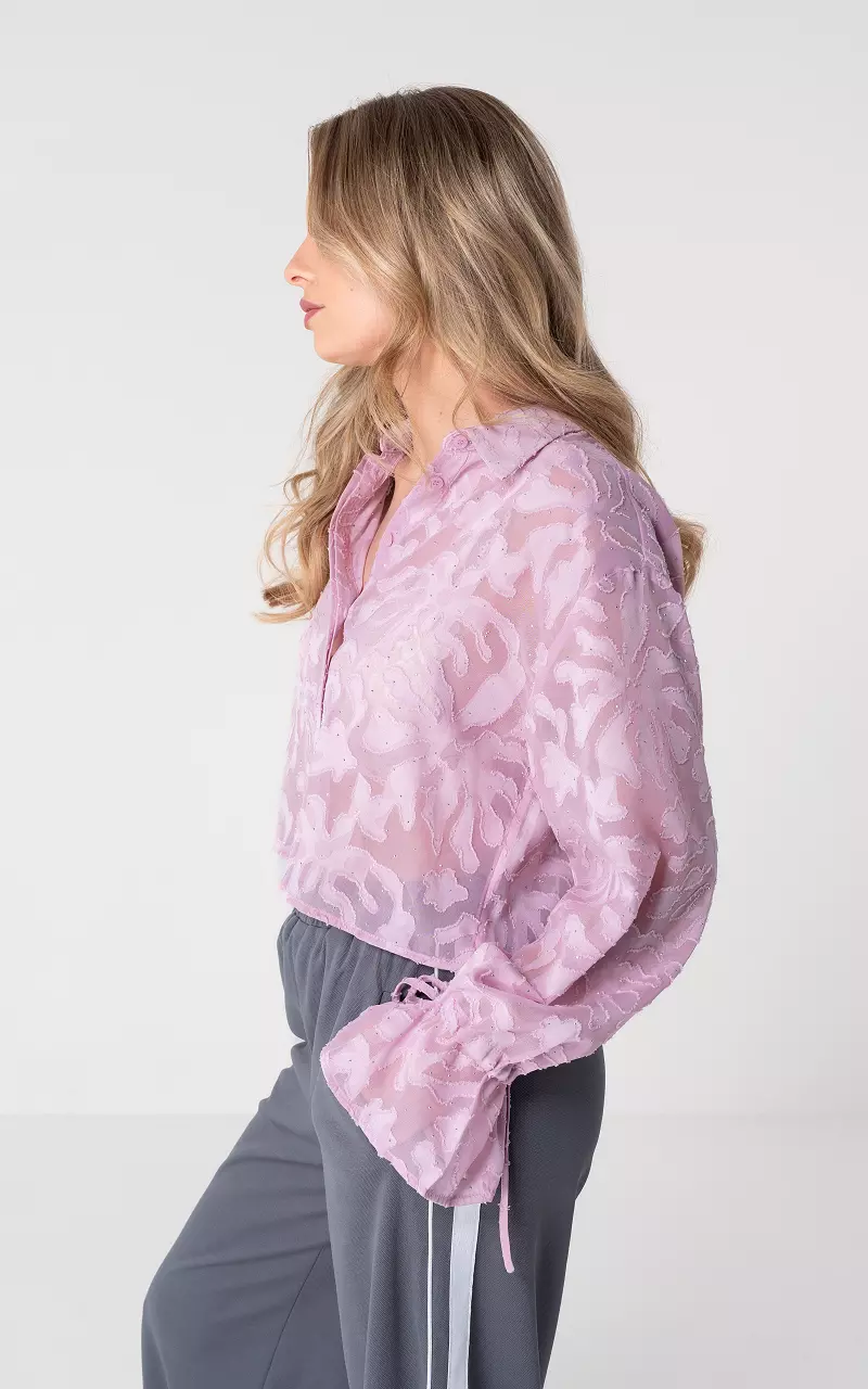 Blouse met knoopjes en steentjes Roze