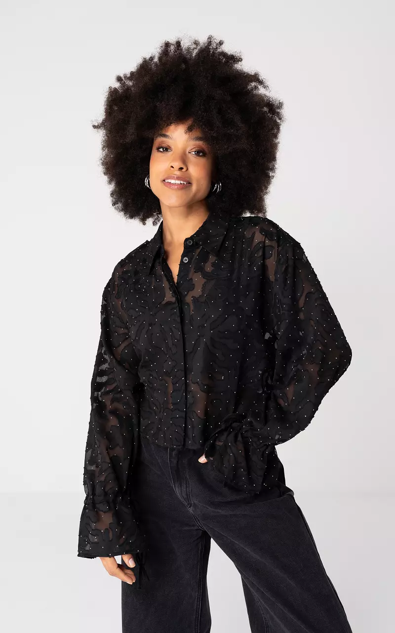 Bluse mit Volant Schwarz