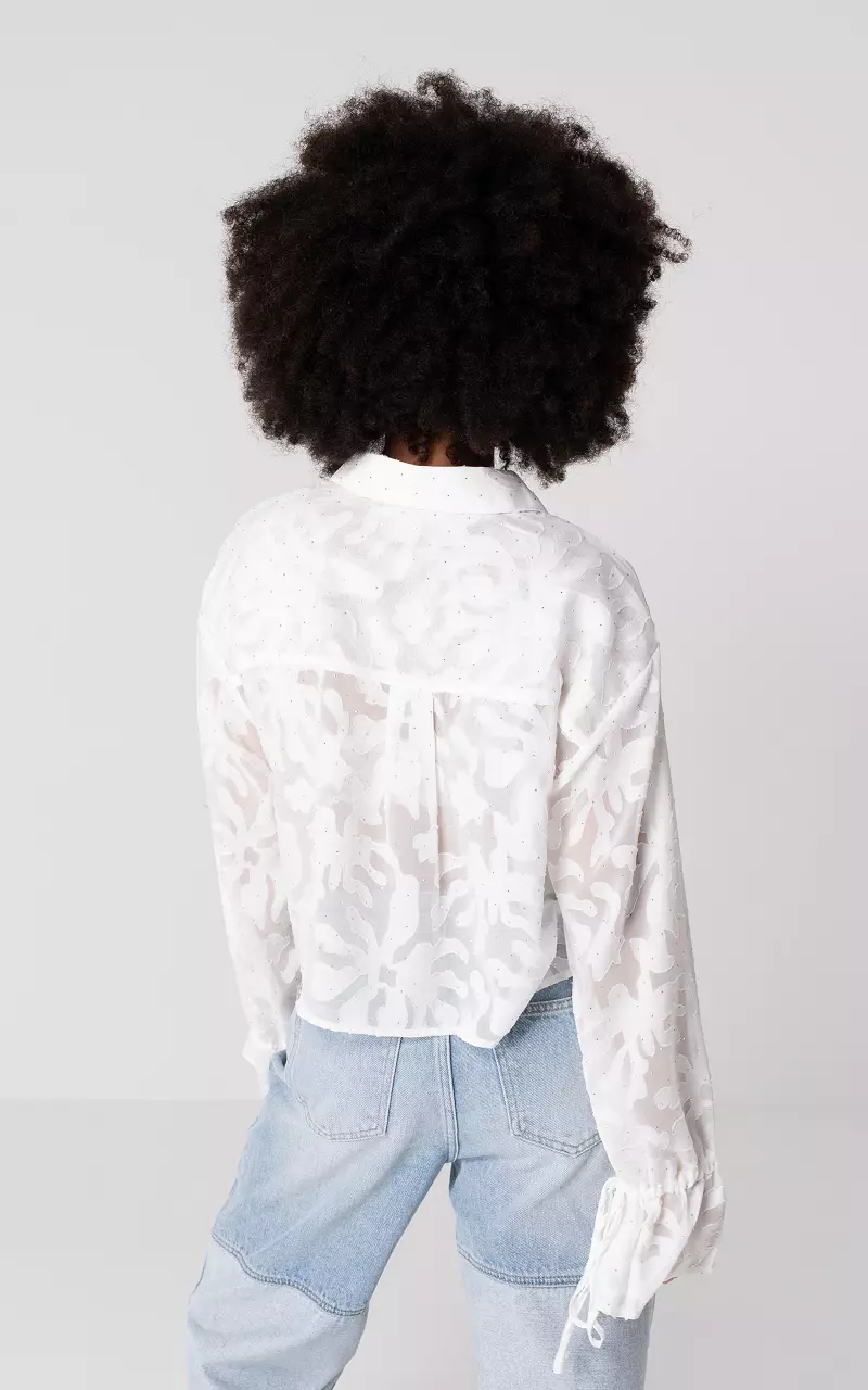 Blouse met knoopjes en steentjes Wit