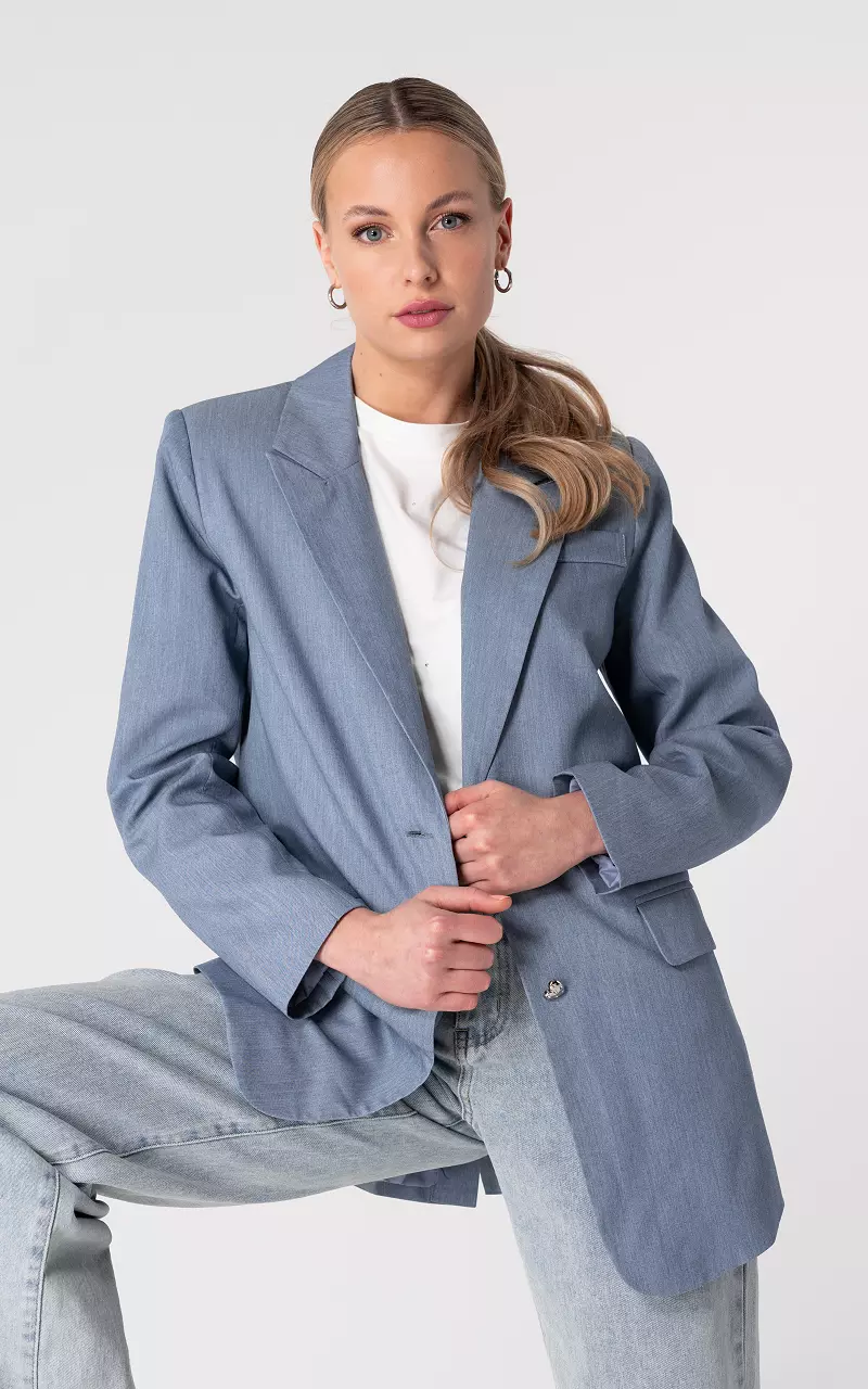 Blazer oversized met zakken Lichtblauw