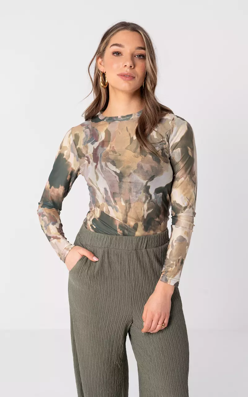 See-through top  Green Brown