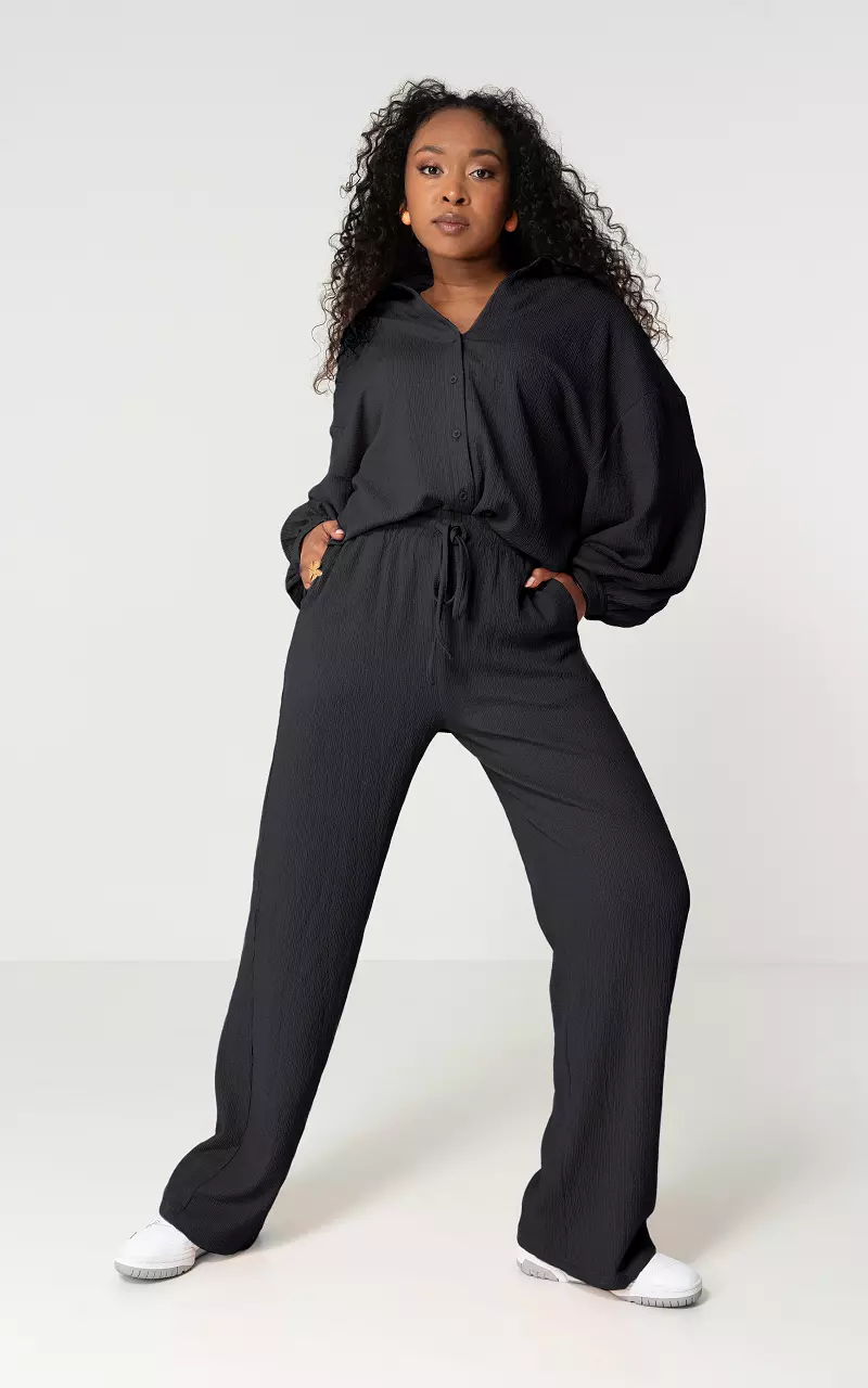 Wide leg trousers with tie Dark Grey