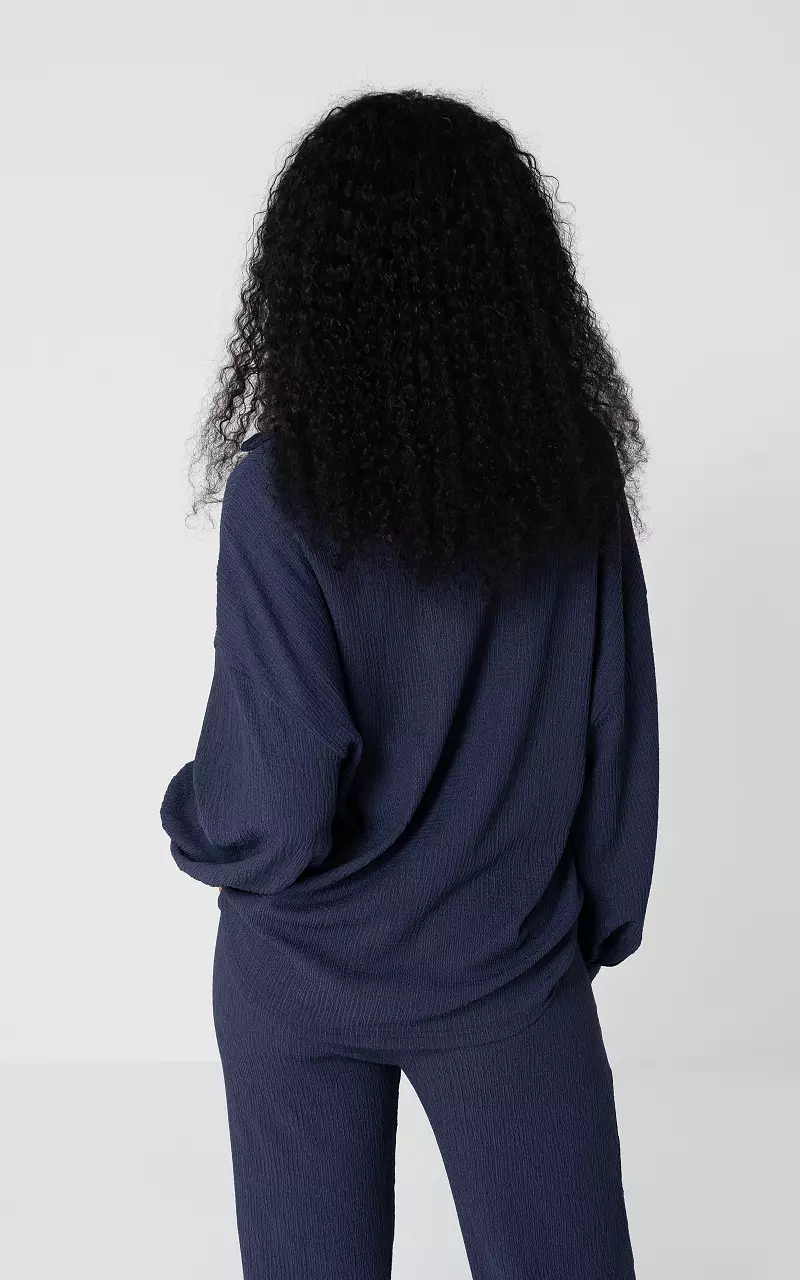 Oversized blouse with buttons Dark Blue
