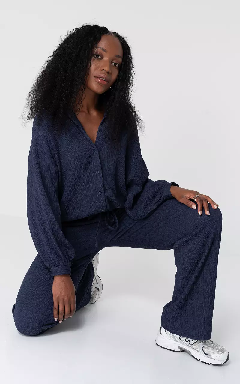 Oversized Bluse mit Knöpfen Dunkelblau