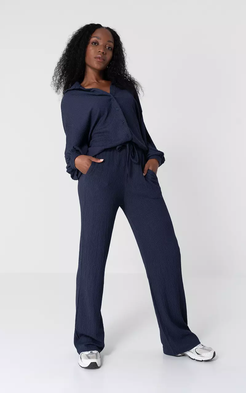 Wide leg broek met strikdetail Donkerblauw