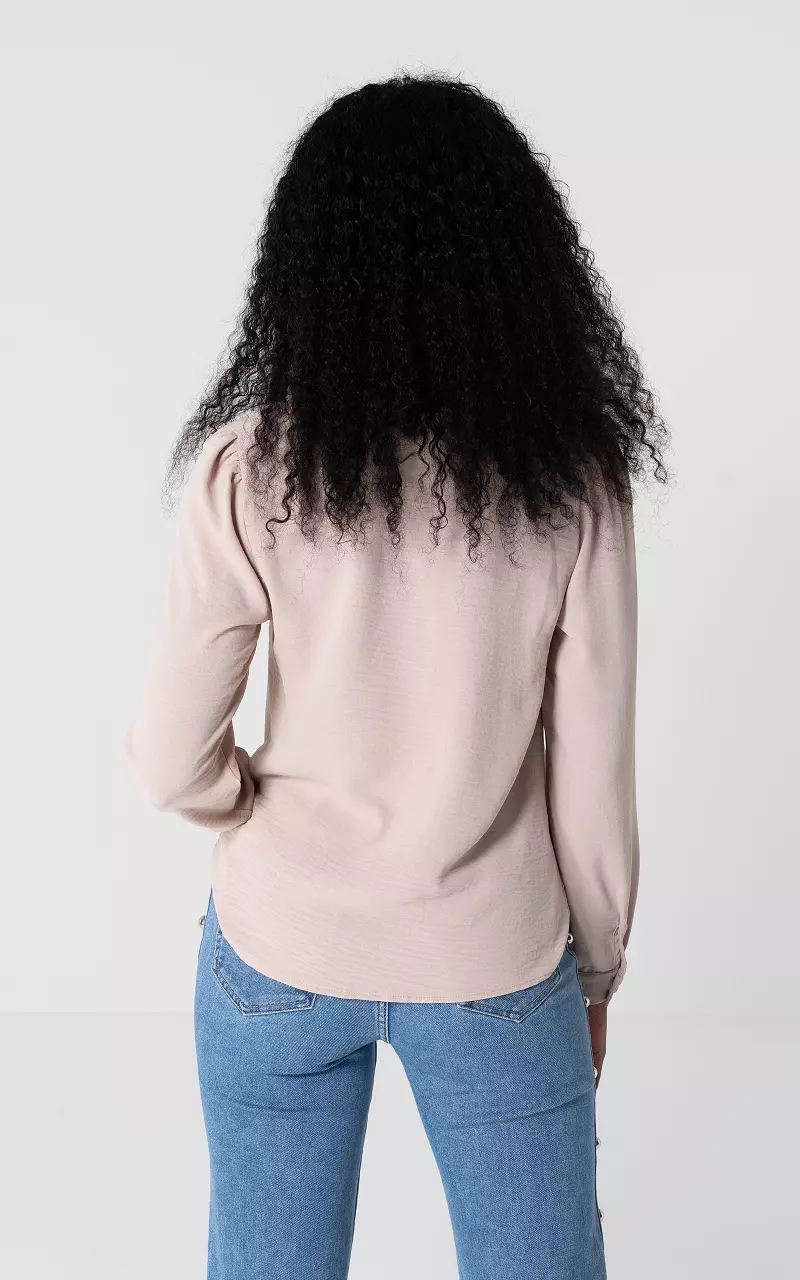 V-neck blouse with buttons Beige