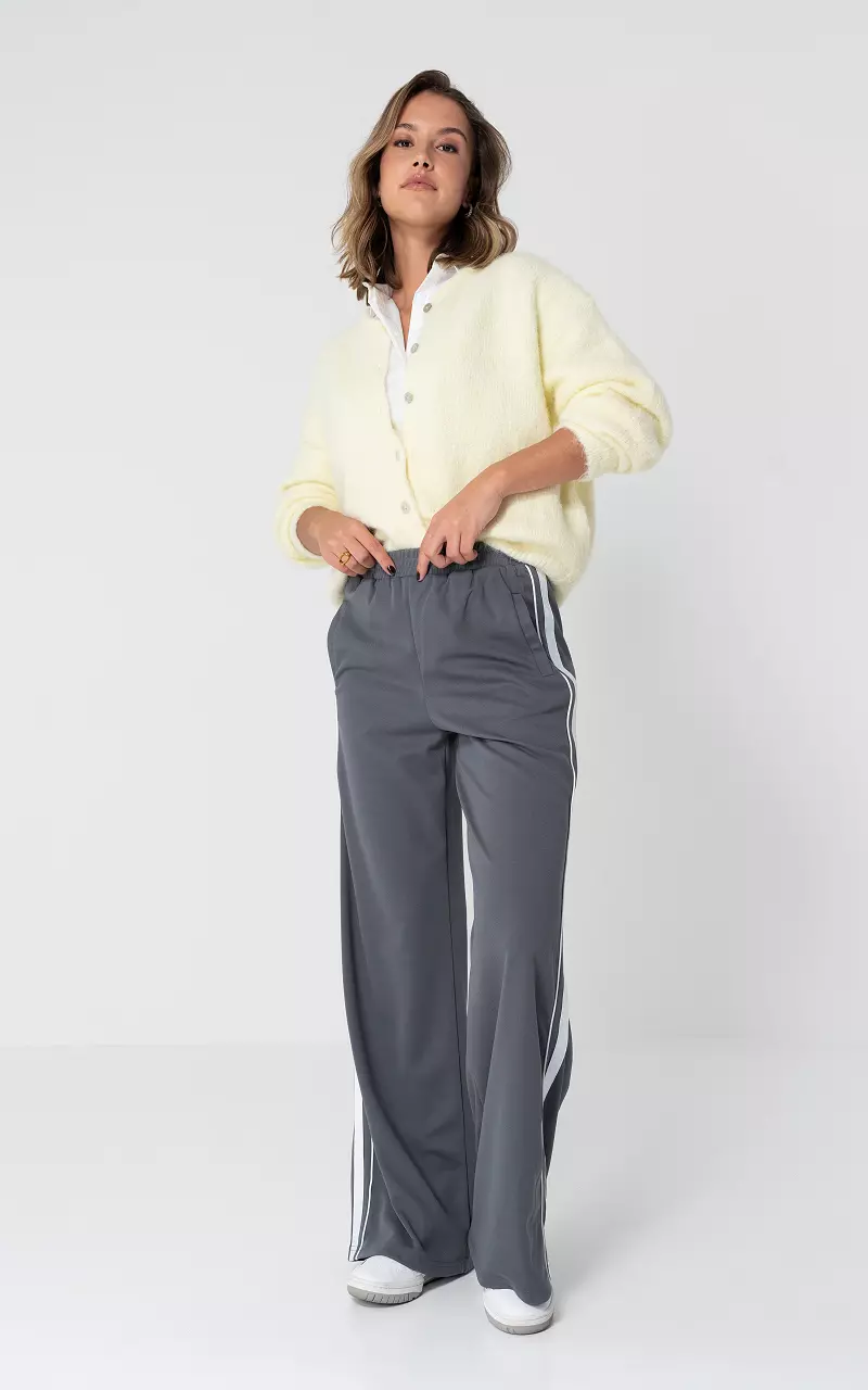 Trousers with elastic band Grey White