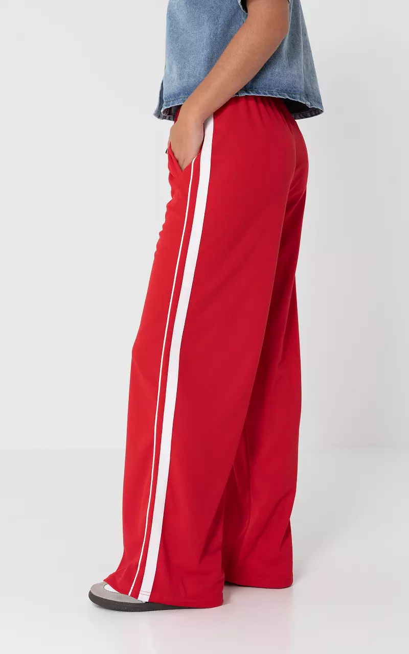 Trousers with elastic band Red White