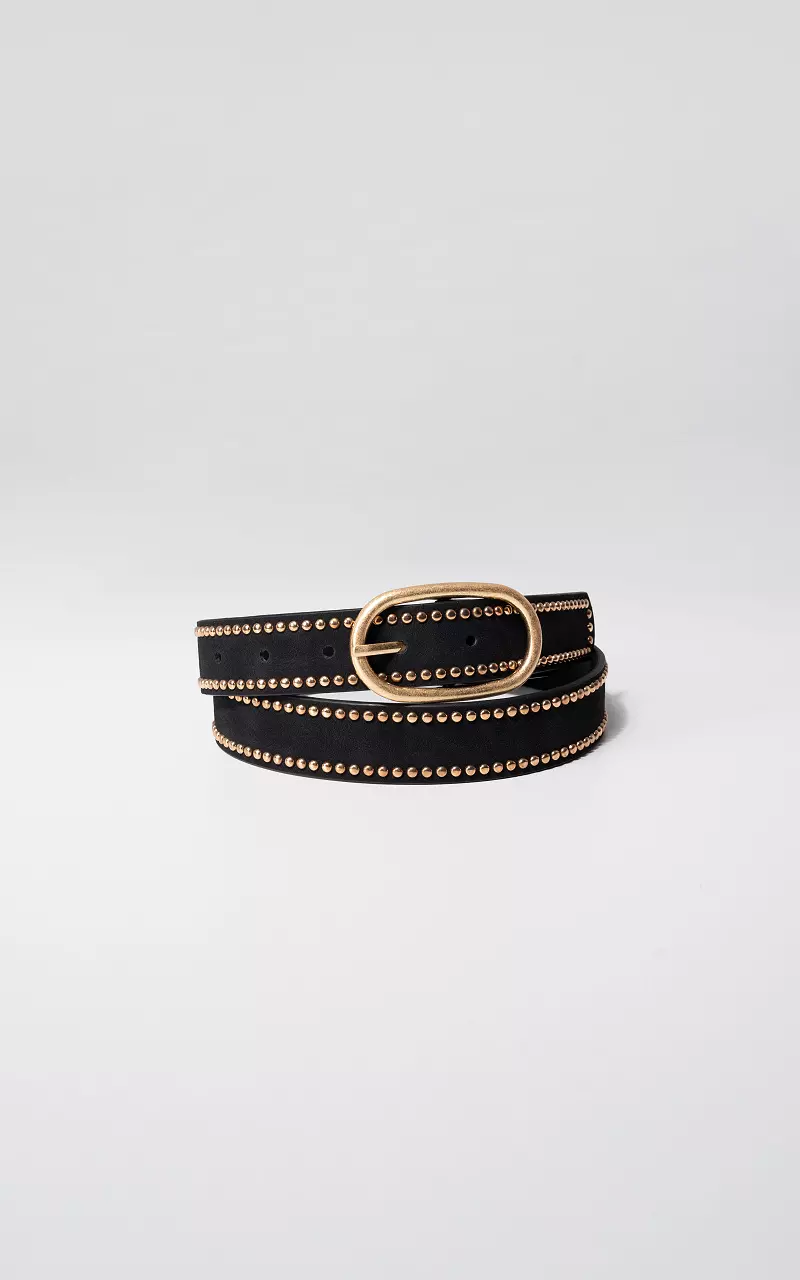 Suède riem met studs Zwart Goud