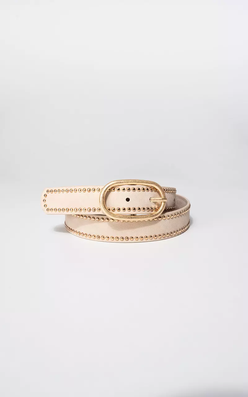 Suède riem met studs Beige Goud