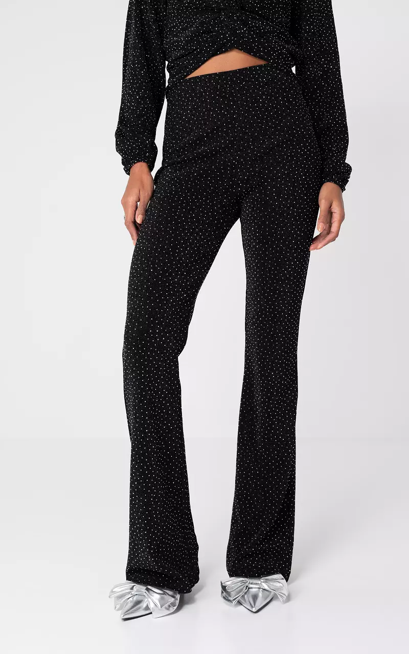 Glitzerhose mit ausgestelltem Bein Schwarz Silber